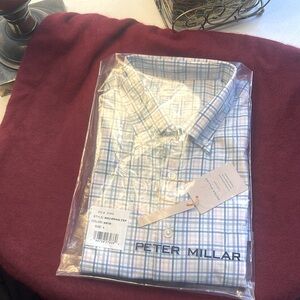 Peter Millar stripped light cotton button down shirt. New unopened.